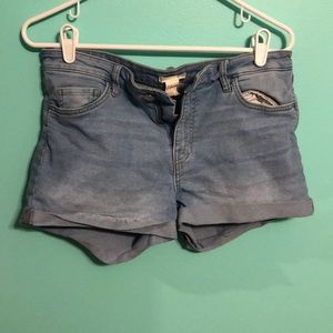 Light wash jean shorts